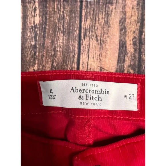 Abercrombie & Fitch‎ Women's Red Corduroy Ankle Jeans Size 4 - Picture 2 of 3